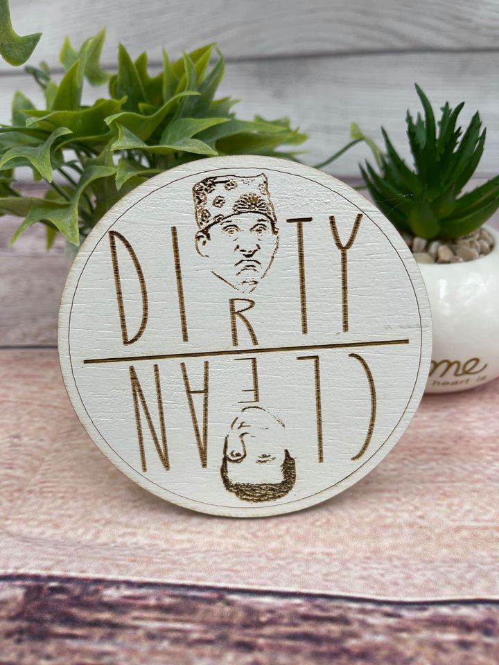 The OFFICE DISHWASHER MAGNET - Clean Dirty Magnet - Michael Scott & Prison Mike - Kitchen Tool