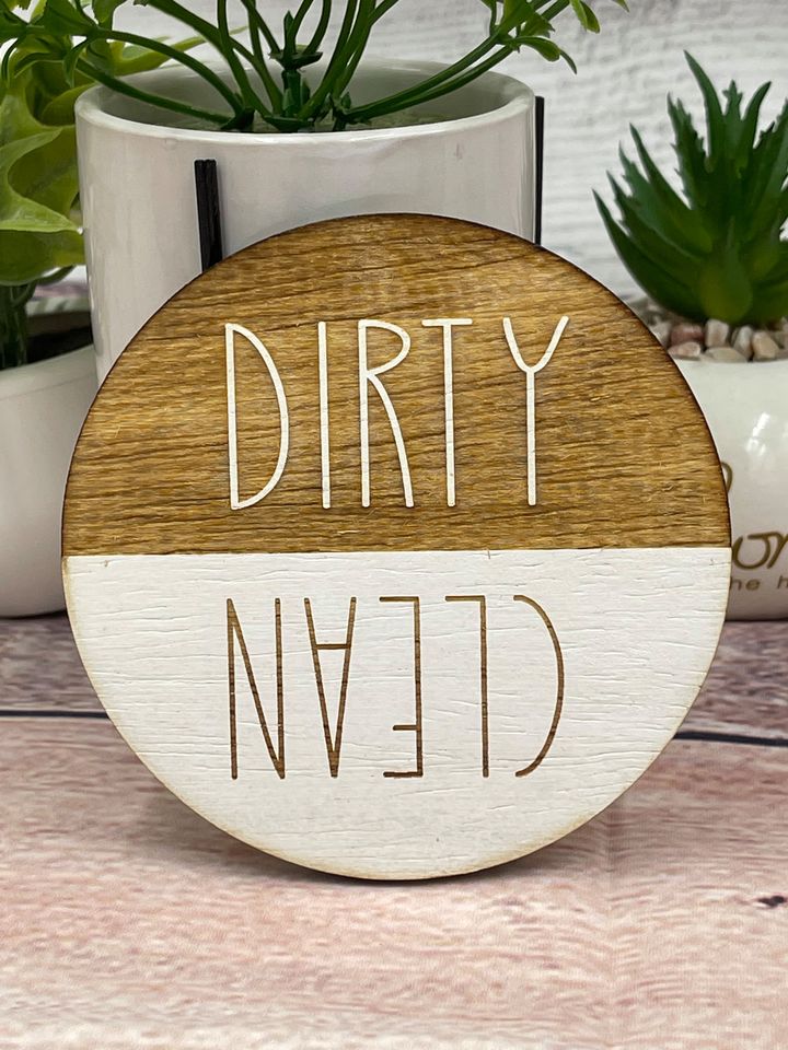 DIRTY CLEAN DISHWASHER MAGNET - Two Tone - Magnetic Dishwasher Sign
