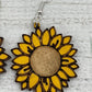 Sunflower Earrings Wood cut and design lightweight western nature Ear Rings Sun Flower Happy Day Sunny Boutique