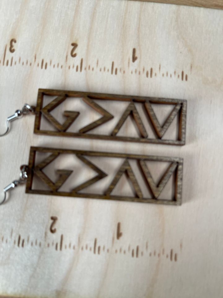 God Is Greater Than the Highs and Lows Wooden Rectangle Religious Christian Dangling Earrings
