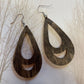 Double Teardrop Dangling Wooden Earrings